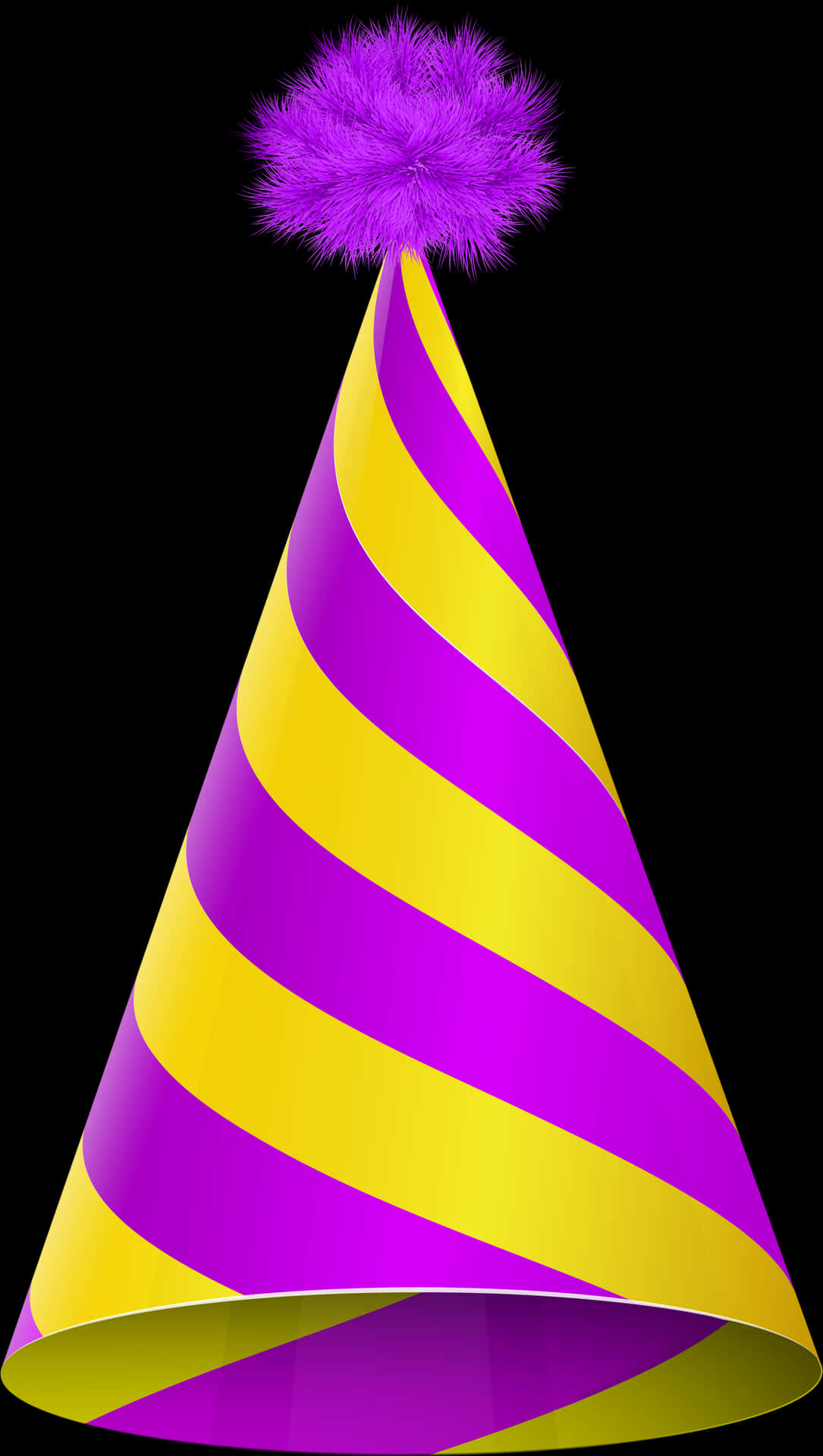 Striped Birthday Hatwith Pom Pom PNG Image