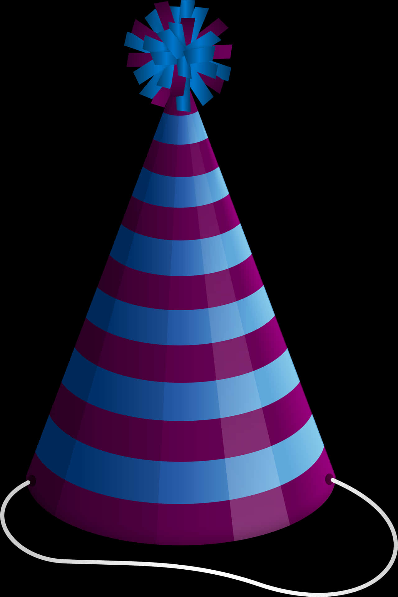 Striped Birthday Hatwith Pom Pom PNG Image