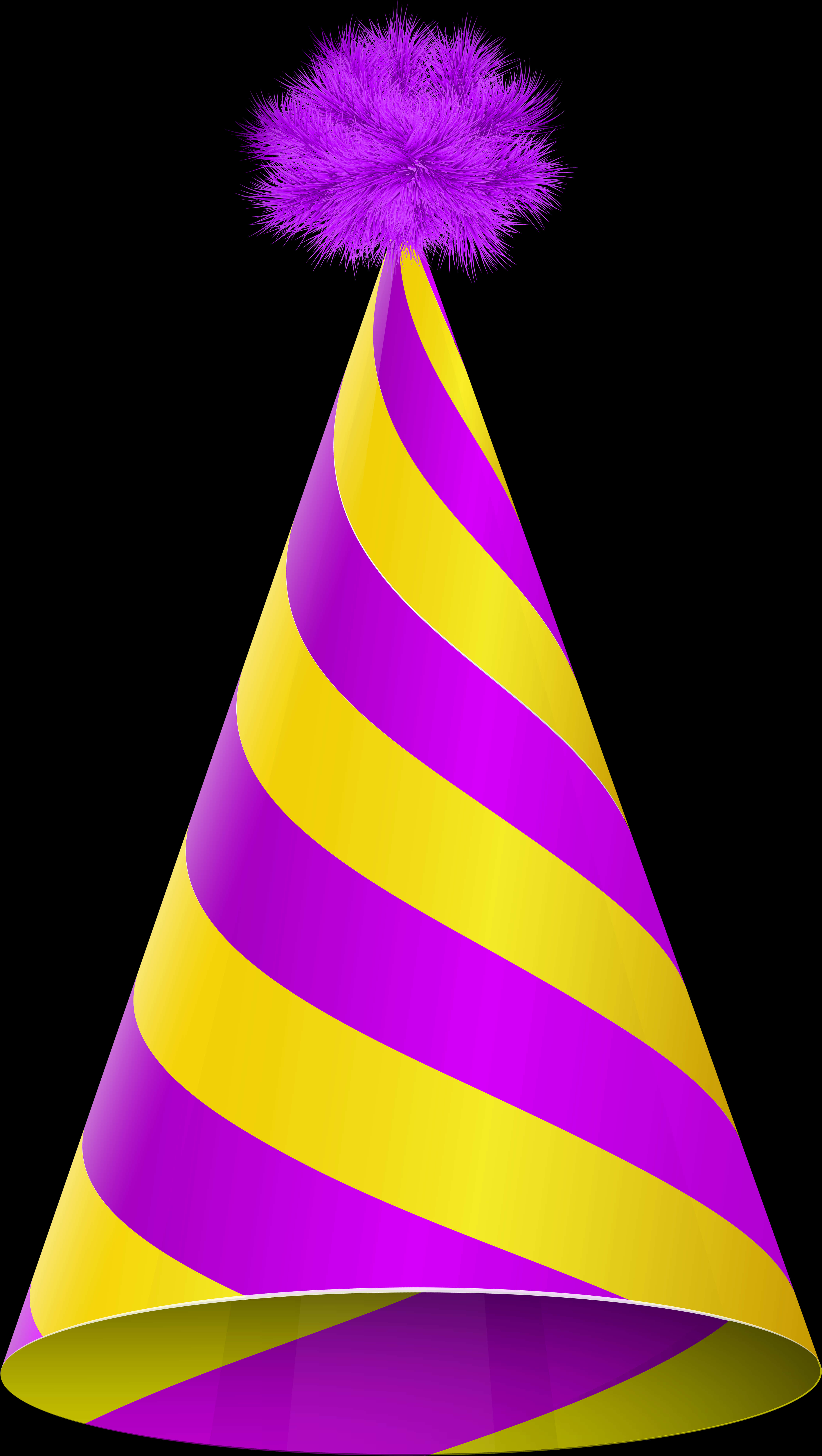 Striped Birthday Party Hat Pink Pompom PNG Image