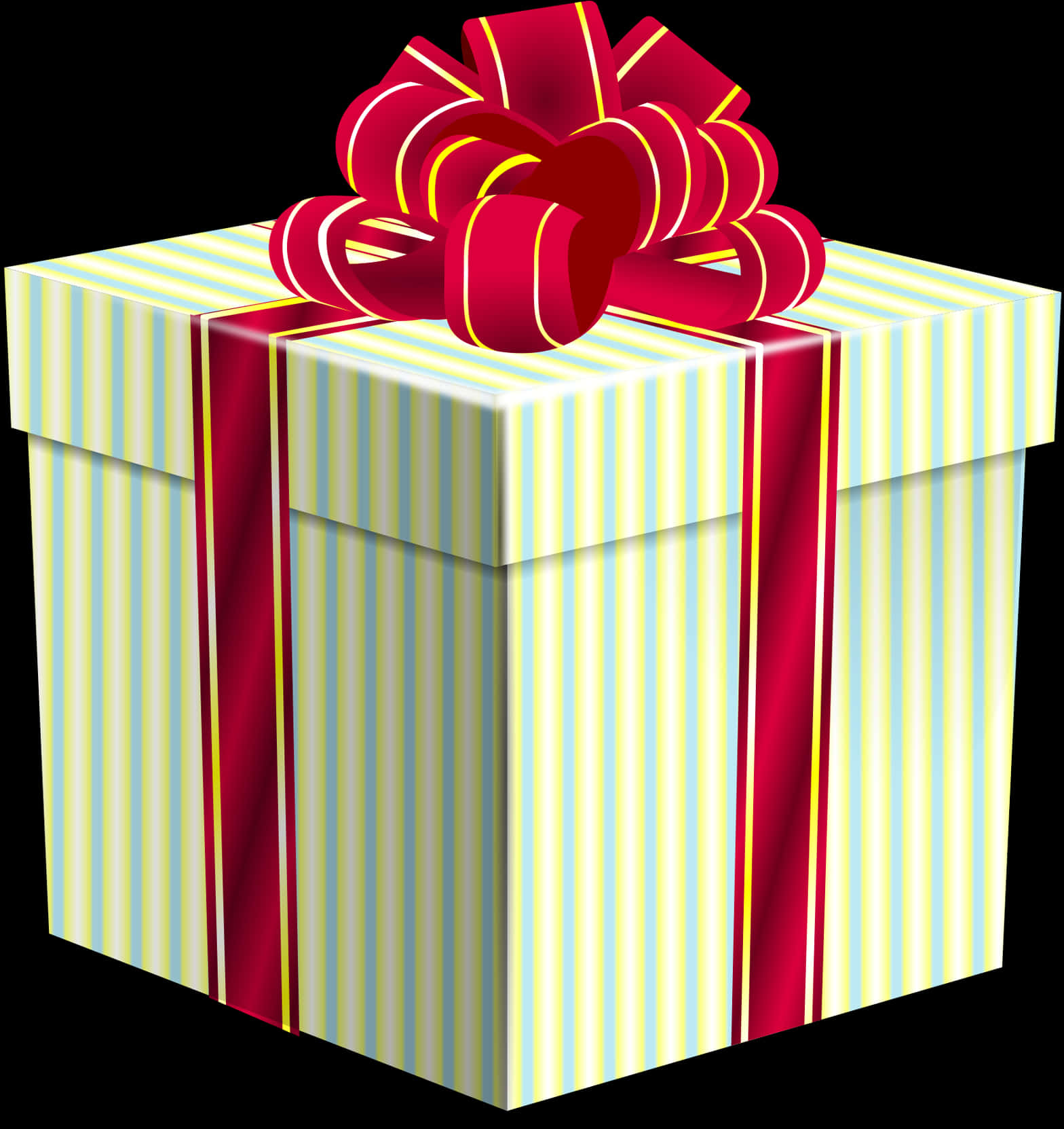 Striped Gift Boxwith Red Bow PNG Image