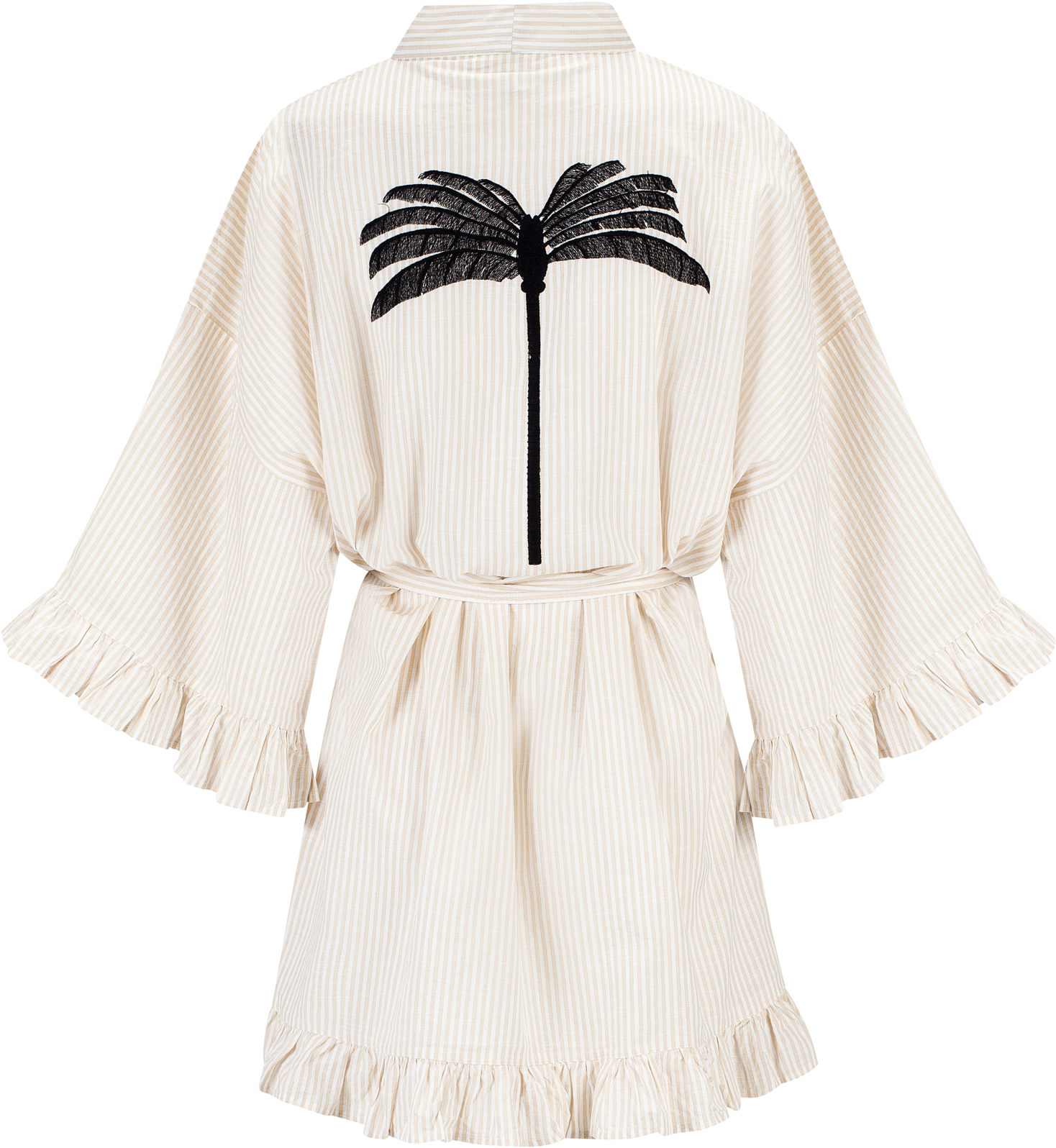 Striped Kimono Style Robewith Palm Design PNG Image