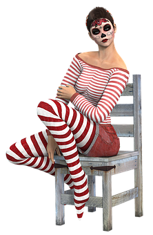 Striped_ Mime_ Artist_ Pose PNG Image