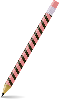 Striped Pencil Isolatedon Black Background PNG Image