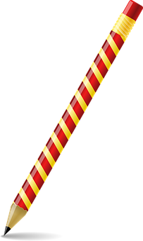 Striped Red Yellow Pencil Black Background.jpg PNG Image