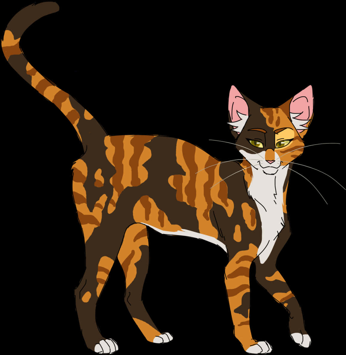 Striped Tabby Cat Illustration PNG Image