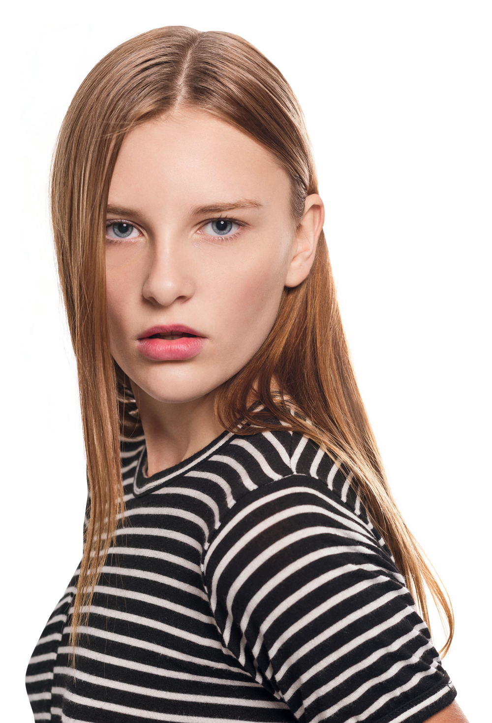 Striped Top Model Glance PNG Image