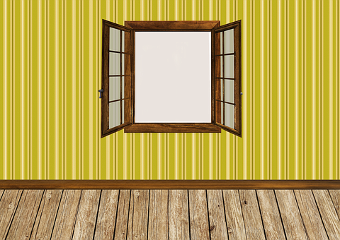 Striped Walland Open Window PNG Image