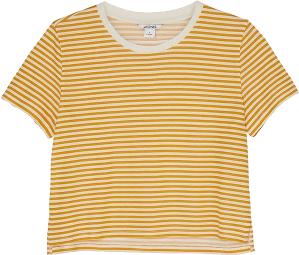 Striped Yellow Crop Top Shirt PNG Image