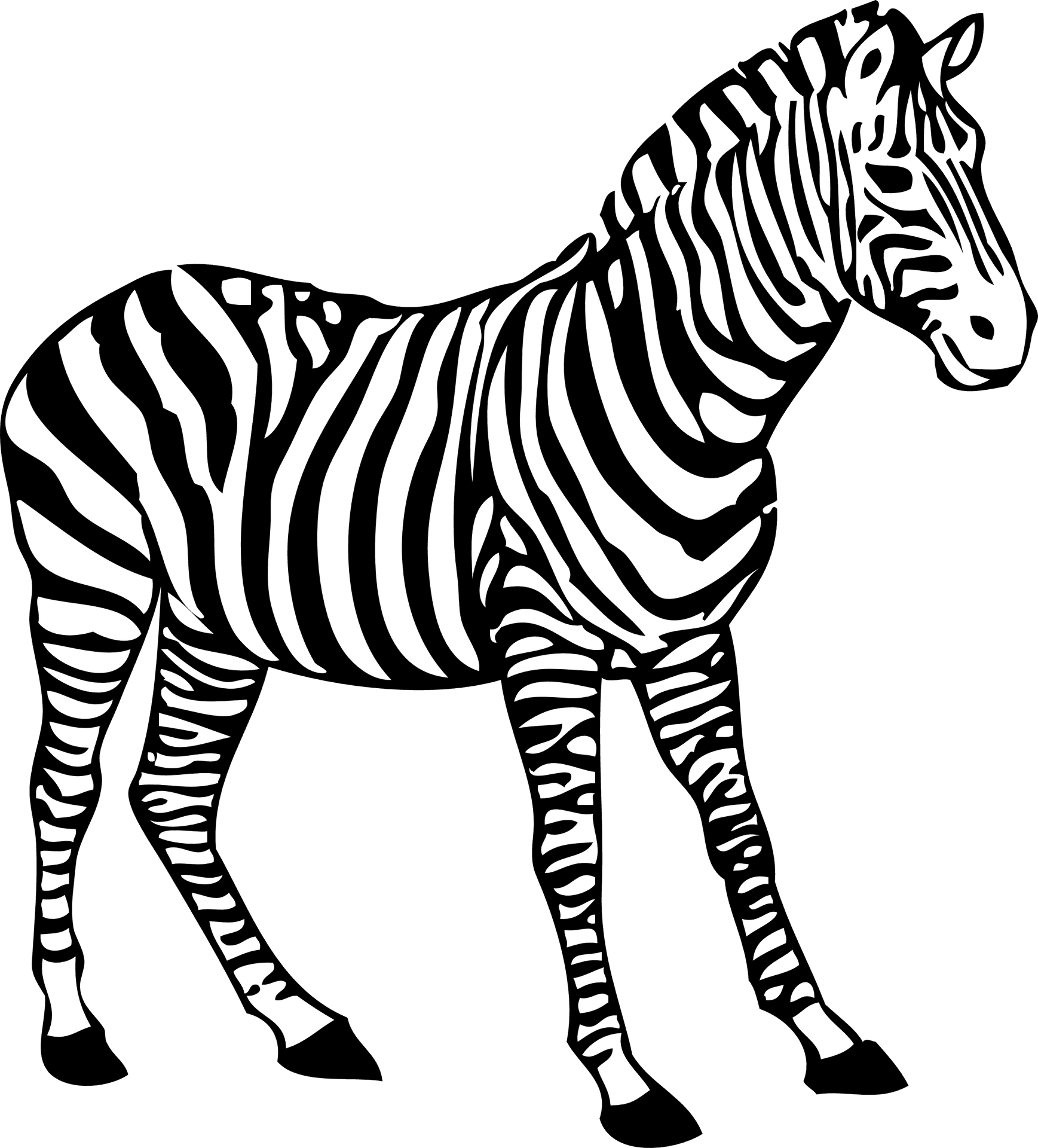 Striped Zebra Illustration PNG Image