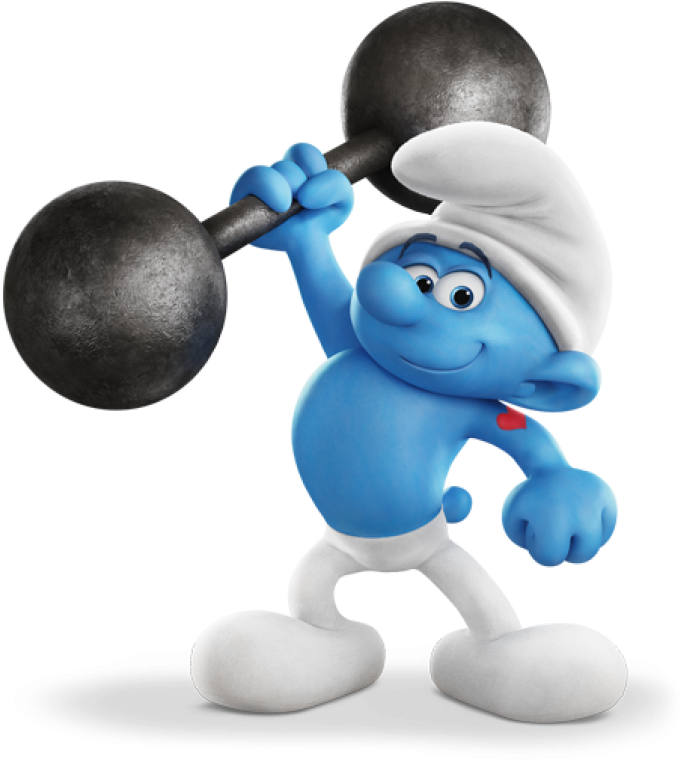 Strong Smurf Lifting Weights PNG Image