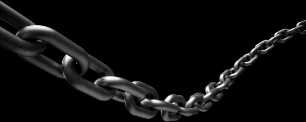 Strong Steel Chain Link Black Background PNG Image