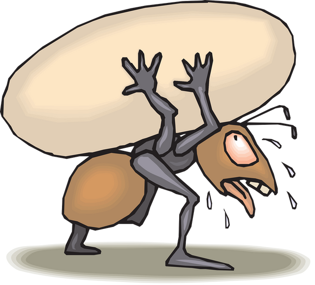 Struggling Ant Cartoon PNG Image