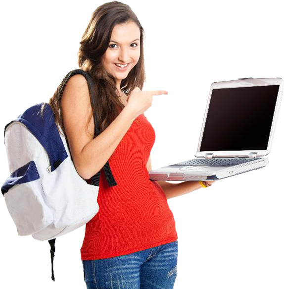 Student With Laptop Pointing PNG Image