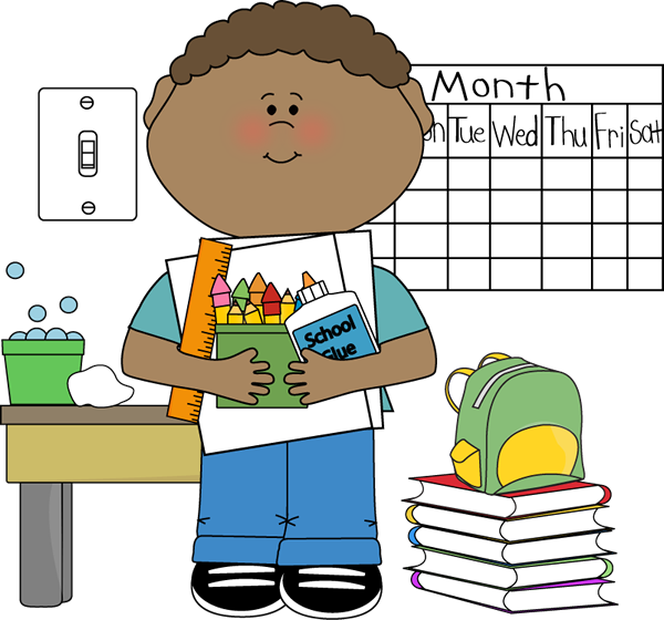 Student With School Supplies Cartoon PNG Image