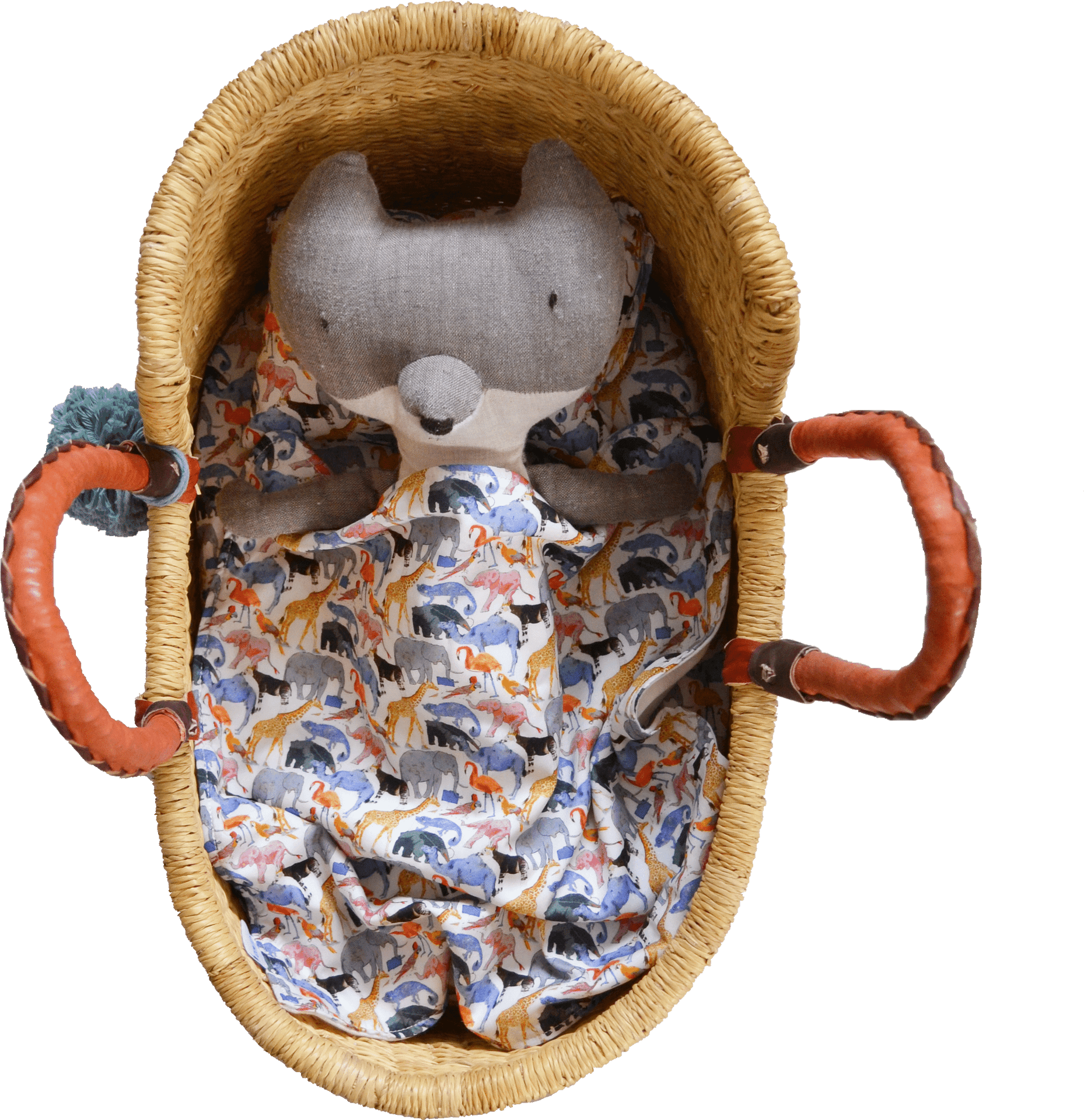 Stuffed Animalin Wicker Basket PNG Image