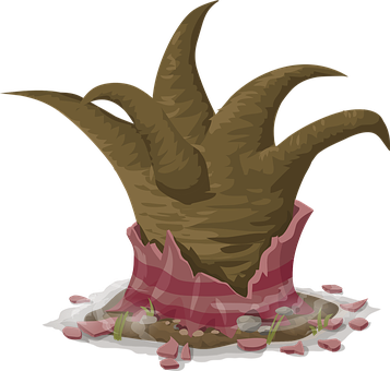 Stump_with_ Plaid_ Shirt_and_ Fallen_ Petals PNG Image