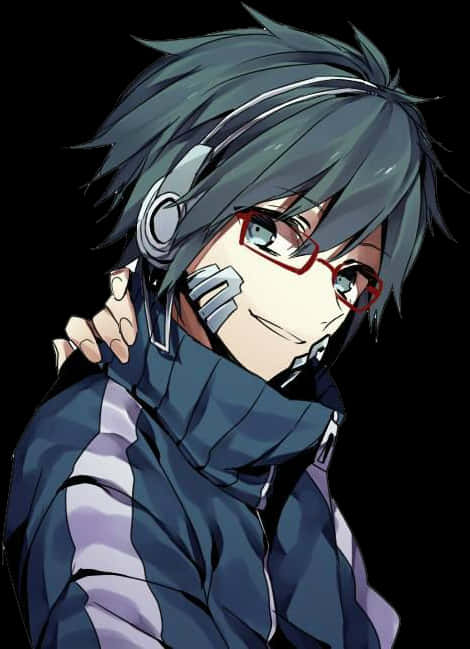 Stylish Anime Boywith Headphones PNG Image