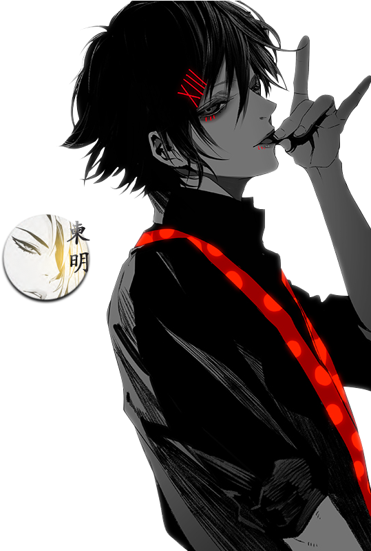 Stylish Anime Character Red Accents PNG Image