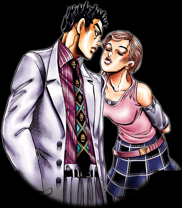 Stylish Anime Couple Artwork PNG Image