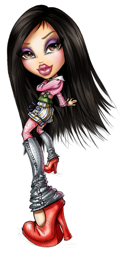 Stylish Bratz Doll Illustration PNG Image