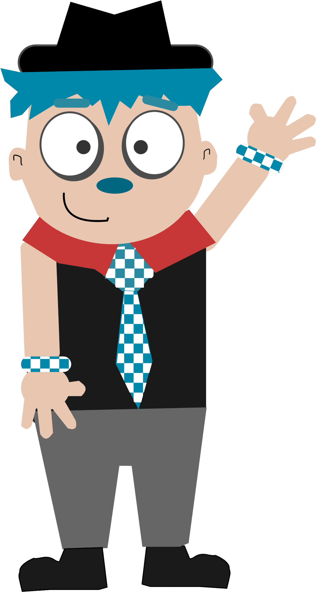 Stylish Cartoon Boy Waving PNG Image