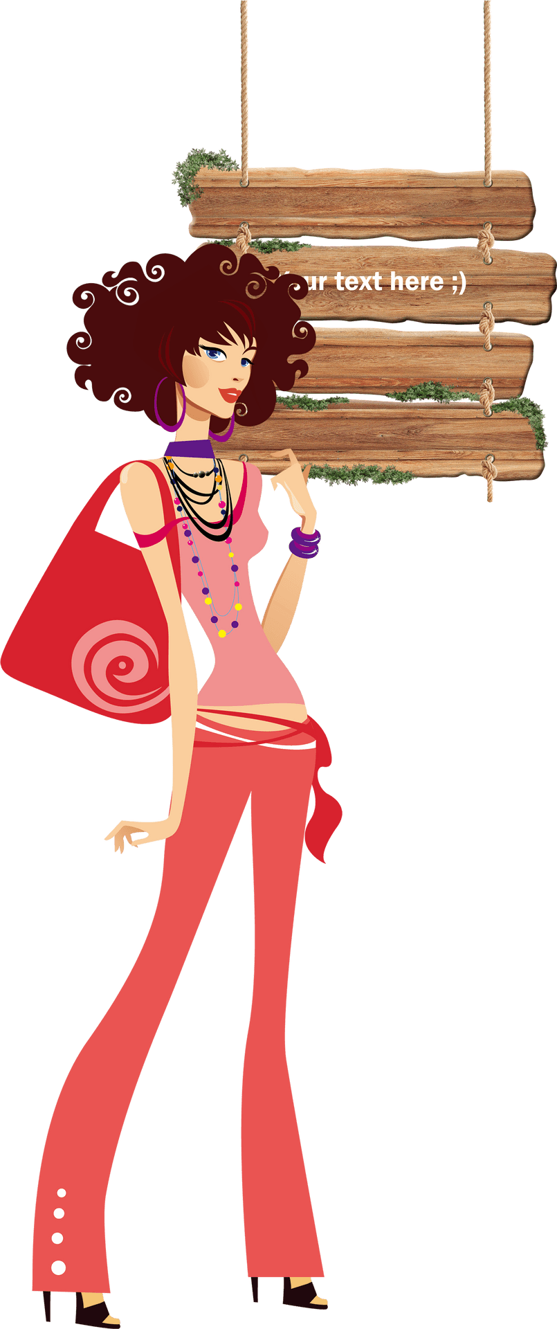 Stylish Cartoon Fashion Figure PNG Image