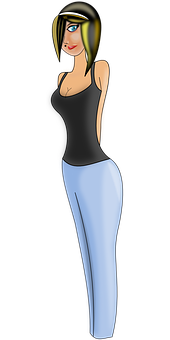 Stylish Cartoon Girl Illustration PNG Image