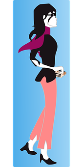 Stylish Cartoon Girl Walking PNG Image