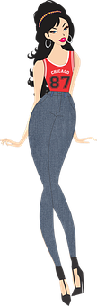 Stylish Cartoon Woman Vector PNG Image