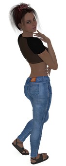 Stylish Casual Woman3 D Model PNG Image