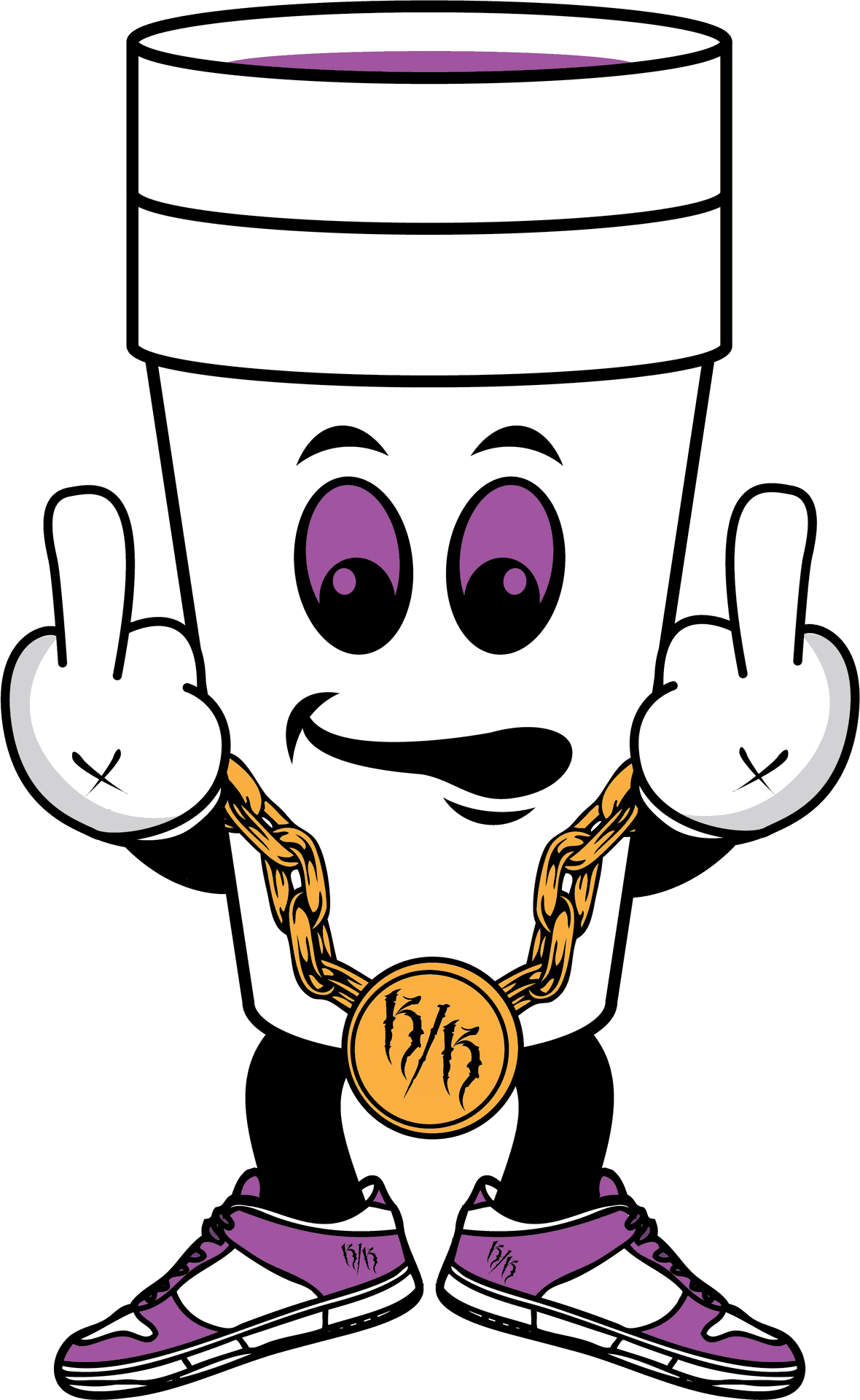 Stylish Cup Character With Medallionand Sneakers PNG Image