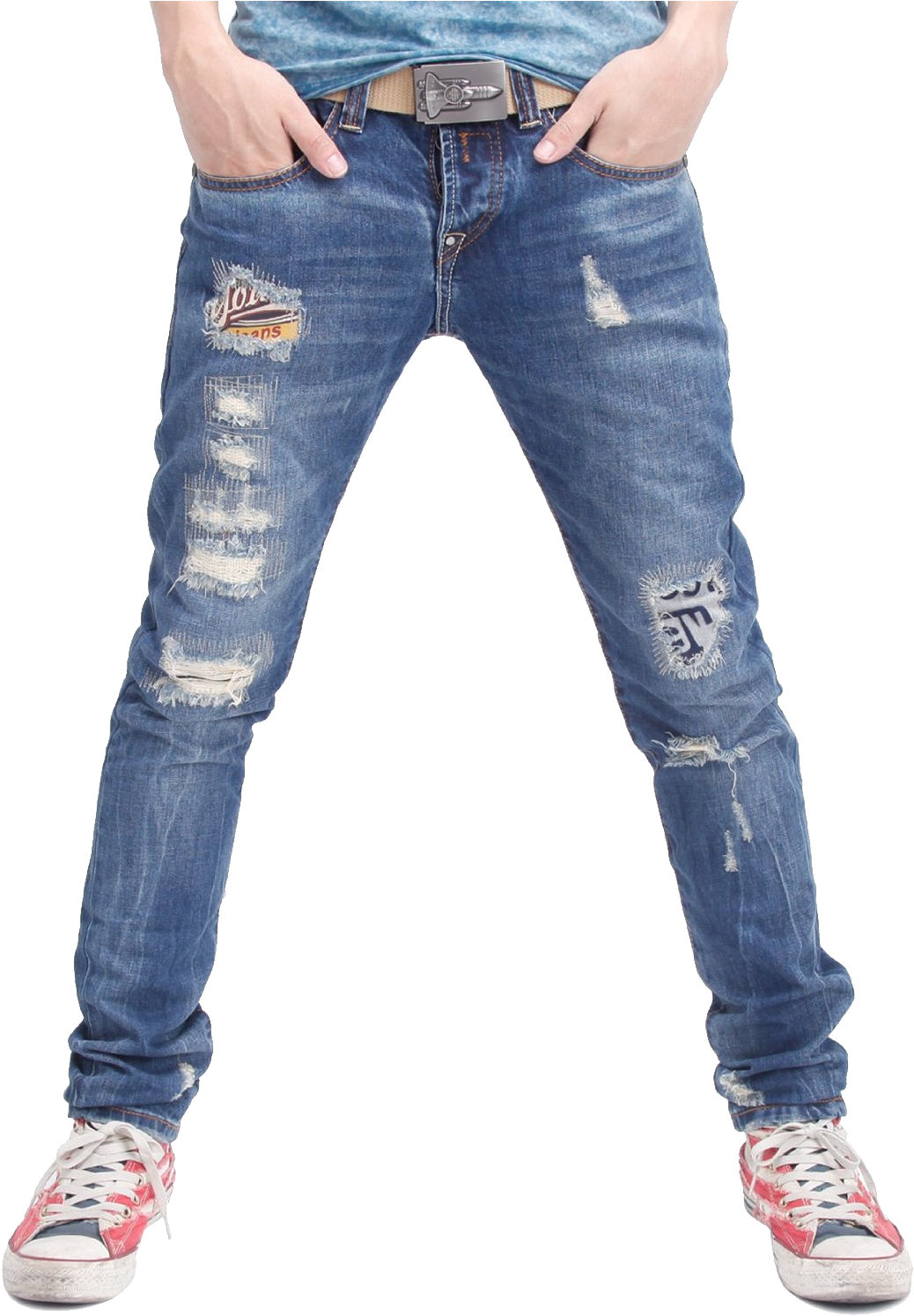 Stylish Distressed Jeans Fashion PNG Image