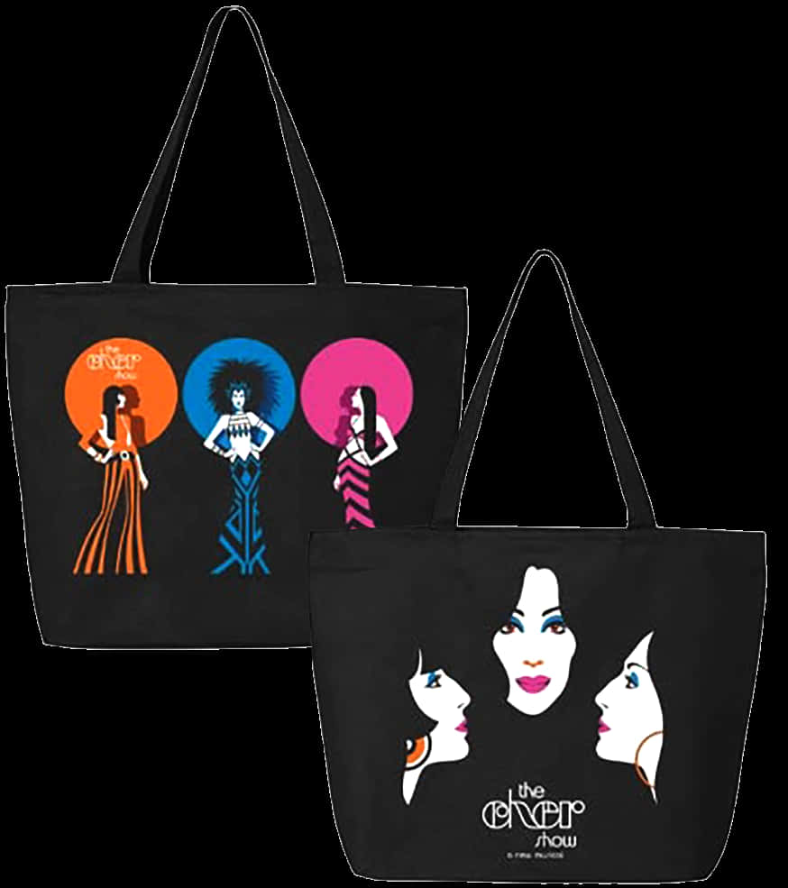 Stylish Graphic Tote Bags PNG Image