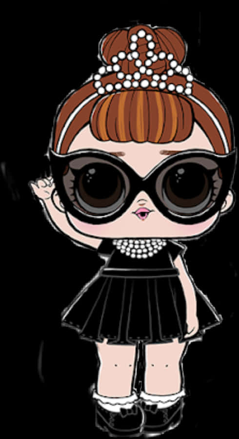 Stylish L O L Dollin Black Outfit PNG Image