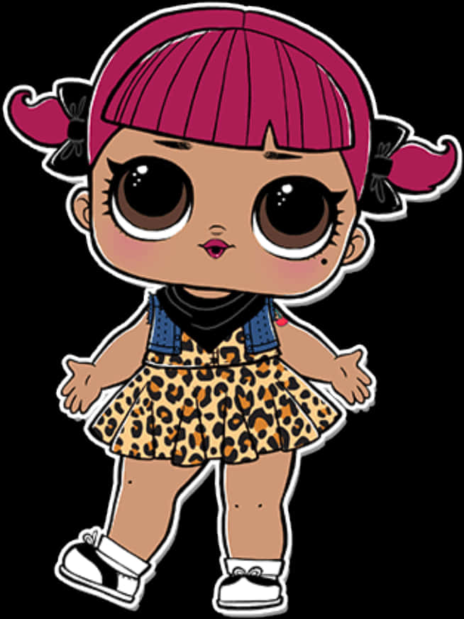 Stylish L O L Dollin Leopard Skirt PNG Image