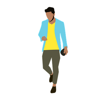 Stylish Man Walking Illustration PNG Image