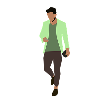 Stylish Man Walking Illustration PNG Image