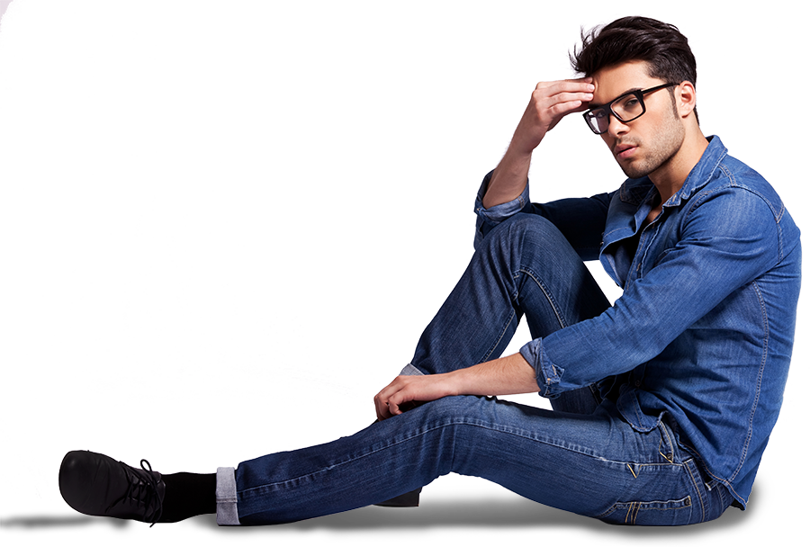 Stylish Manin Denim Outfit PNG Image