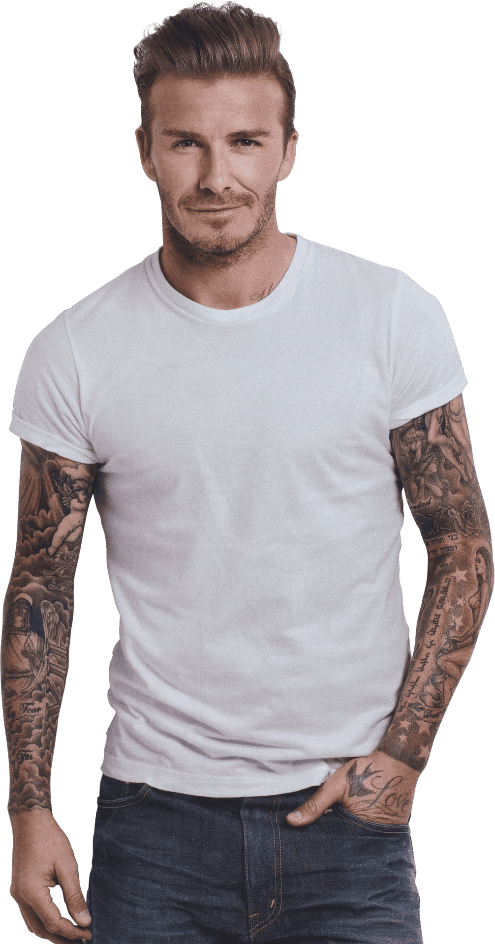 Stylish Manwith Arm Tattoos PNG Image