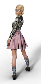 Stylish Nerd Girl Character PNG Image