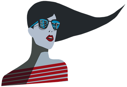 Stylish Vector Womanwith Sunglasses PNG Image