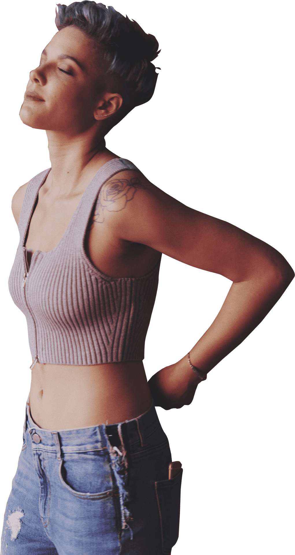 Stylish Woman Confident Pose PNG Image