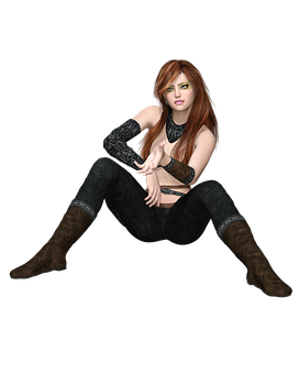 Stylish Woman Sitting Pose PNG Image