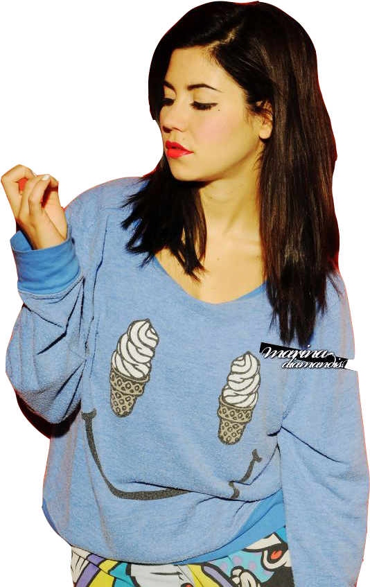 Stylish Womanin Blue Sweater PNG Image