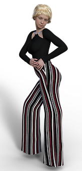 Stylish Womanin Striped Pants PNG Image