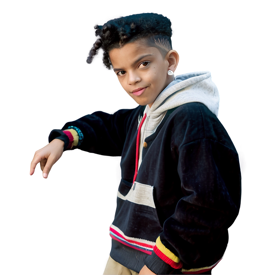 Stylish Young Boy Posing Casually PNG Image