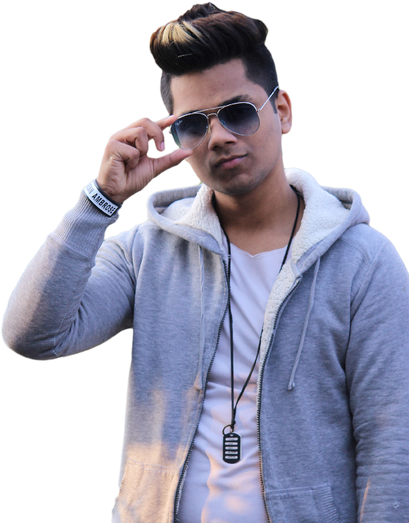 Stylish Young Man Posing With Sunglasses PNG Image