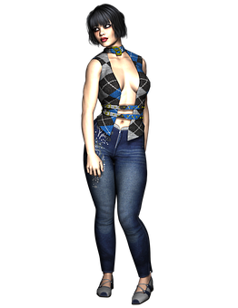 Stylish3 D Model Woman Fashion Pose PNG Image