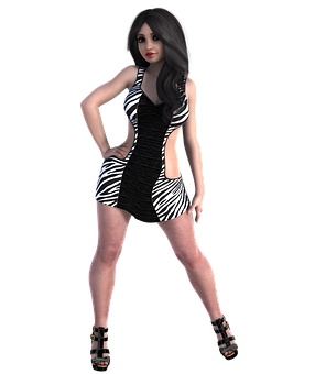 Stylish3 D Modelin Zebra Dress PNG Image