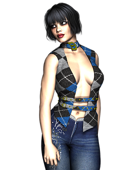 Stylish3 D Rendered Woman PNG Image